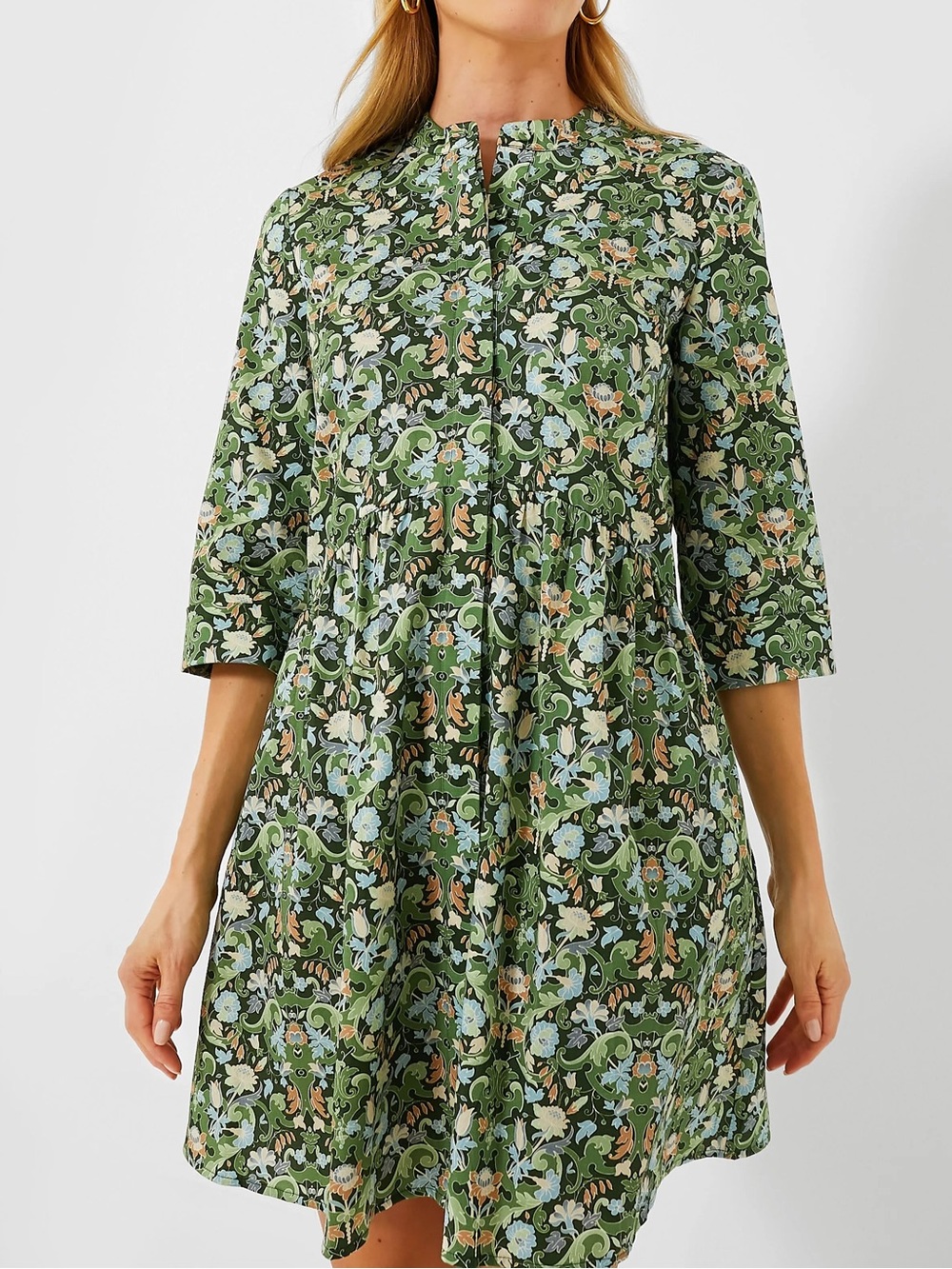 Tuckernuck Sage Deco Damask Royal Shirt Dress
